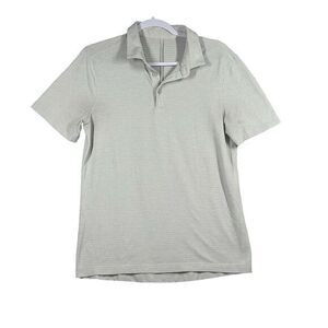 Lululemon Polo Shirt Men Size S/XS‎ Gray Striped Short Sleeve Golf Shirt Casual